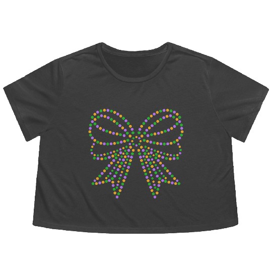 beads Coquette Bow Mardi Gras Festival Fleur Flowy Cropped Tees