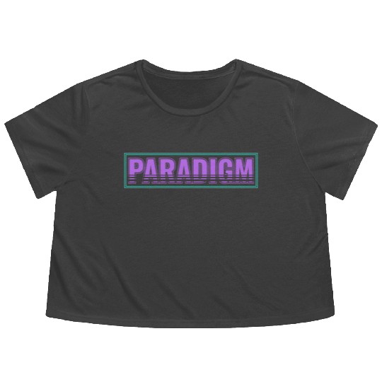 Neon Retro Paradigm Text Design Flowy Cropped Tees