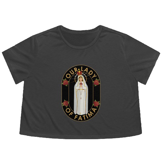 Our Lady of Fatima Rosary Prayer Holy Blessed Mary Flowy Cropped Tees