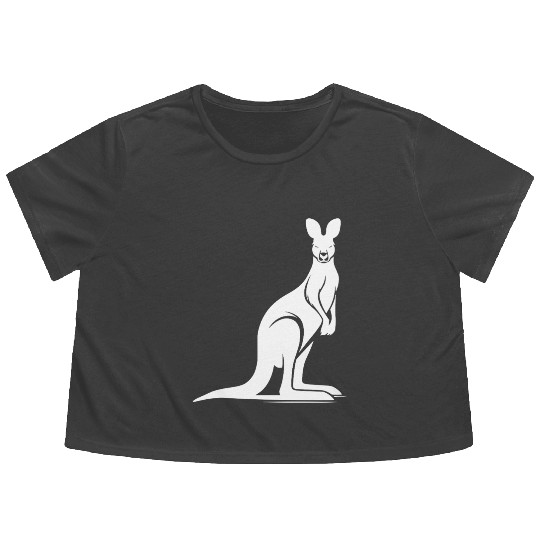 Wild Animal Silhouette With Typical Kangaroo Pose Flowy Cropped Tees