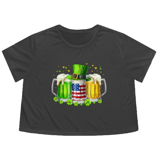 Irish Beer Ireland St Patricks Day Drinking Party Flowy Cropped Tees