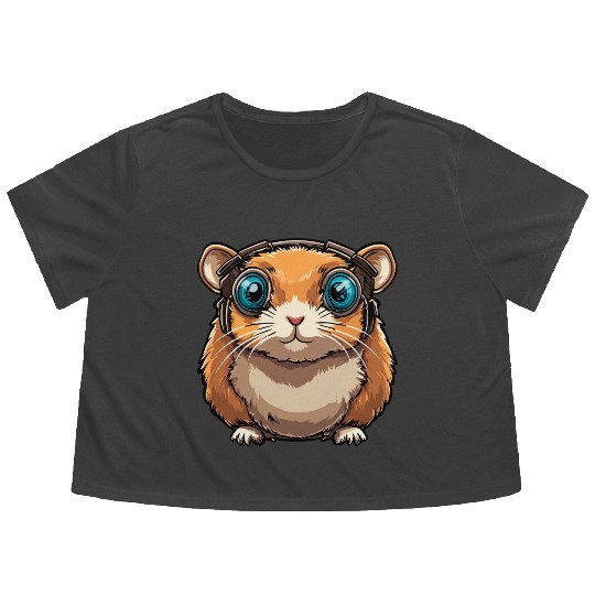Cyborg Hamster Flowy Cropped Tees