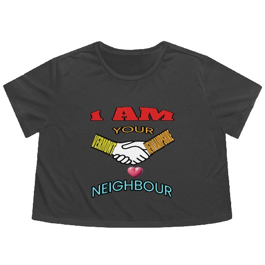 I AM YOUR NEIGHOUR VERMONT AND NEW HAMPSHIRE Flowy Cropped Tees
