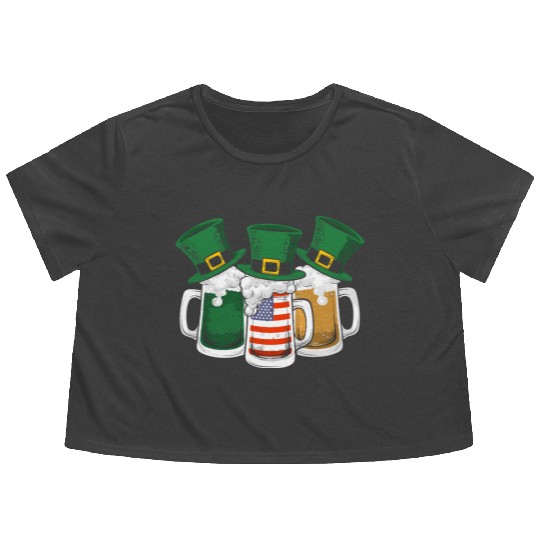 Irish Beer Ireland St Patricks Day Drinking Party Flowy Cropped Tees
