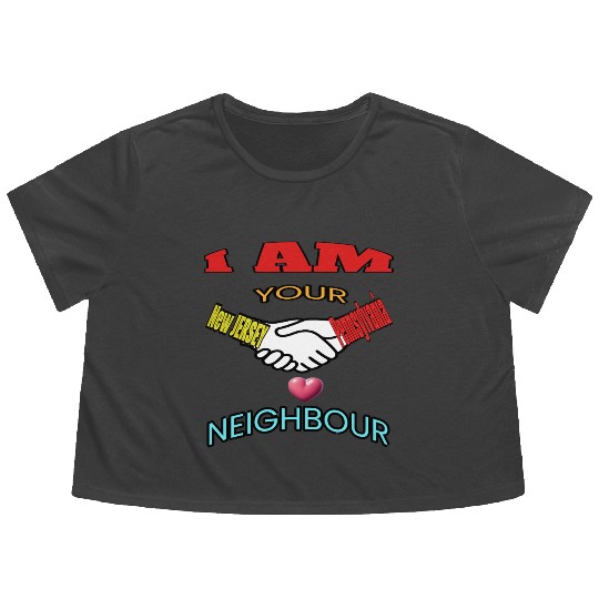 I AM YOUR NEIGHOUR NEW JERSEY AND PENNSYLVANIA Flowy Cropped Tees