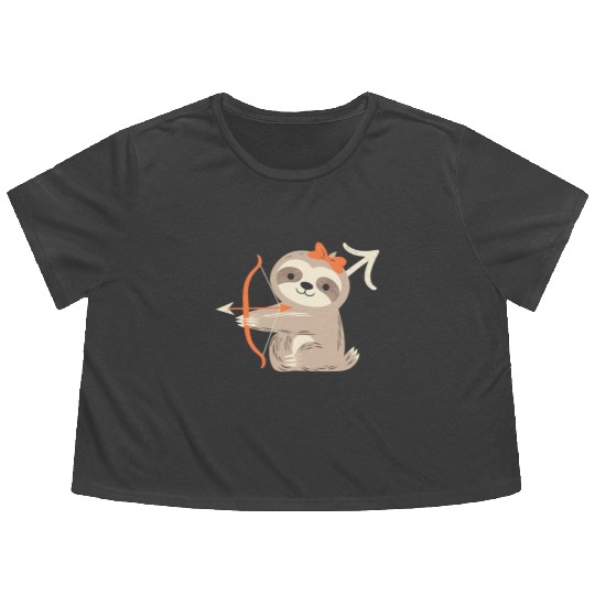 Sagittarius Zodiac Sloth Archer Design for Flowy Cropped Tees