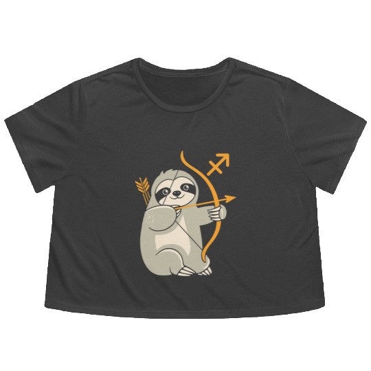 Sagittarius Zodiac Sloth Archer Adventure Flowy Cropped Tees