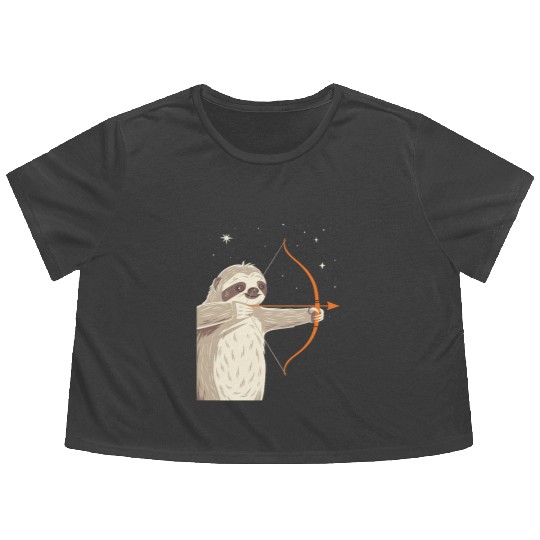 Sagittarius Zodiac Sloth Archer in the Stars Flowy Cropped Tees