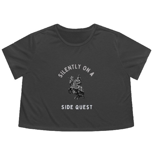 Silently on a Side Quest – Medieval RPG Gamer Meme Flowy Cropped Tees