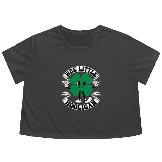 Wee Little Hooligan Cute St. Patrick's Day Irish Flowy Cropped Tees