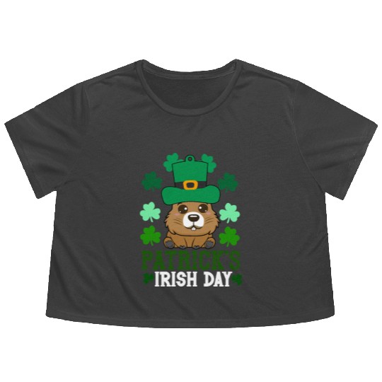 Patrick's day , irish day , capybara Flowy Cropped Tees