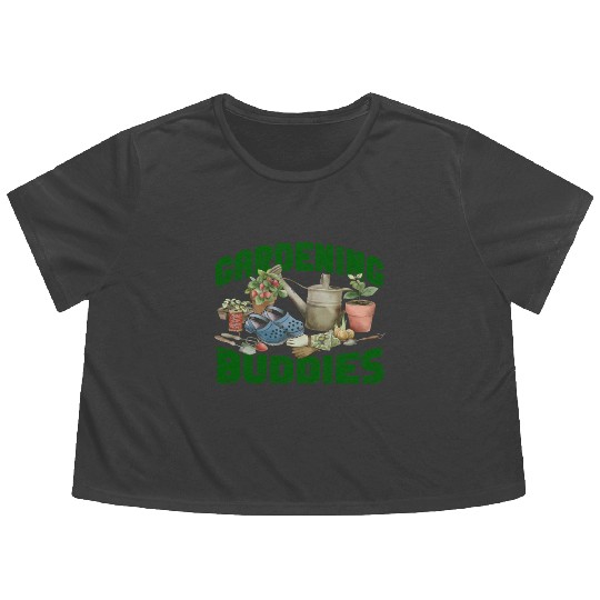 Plant Lover Gardening Besties Flowy Cropped Tees