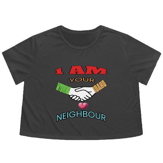 I AM YOUR NEIGHOUR WYOMING AND IDAHO Flowy Cropped Tees