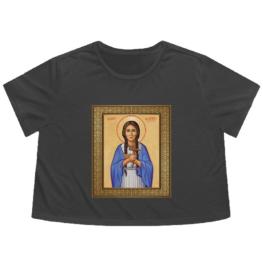 St Kateri Tekakwitha Lily of the Mohawks Catholic Flowy Cropped Tees