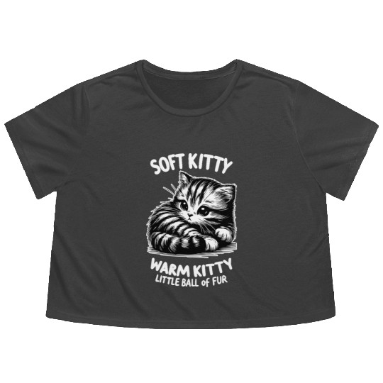 Soft Kitty (dark) Flowy Cropped Tees