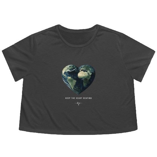 Keep the Heart Beating Earth Day Heart Environment Flowy Cropped Tees