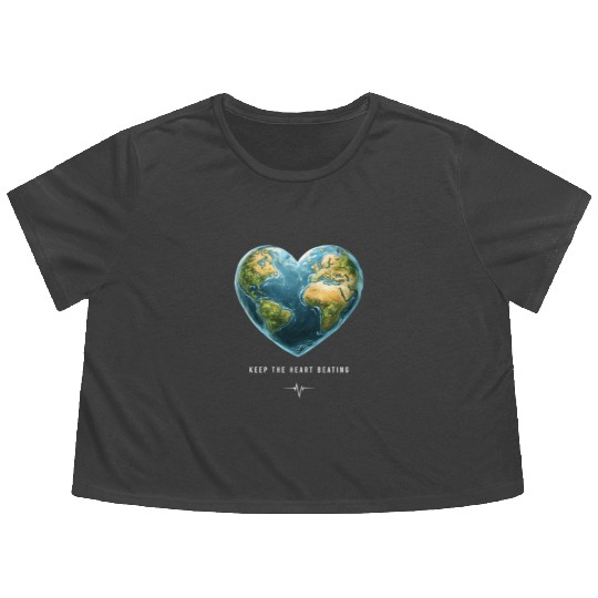 Keep the Heart Beating Environment Earth Day Heart Flowy Cropped Tees