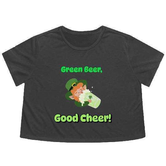Green Beer Good Cheer Flowy Cropped Tees