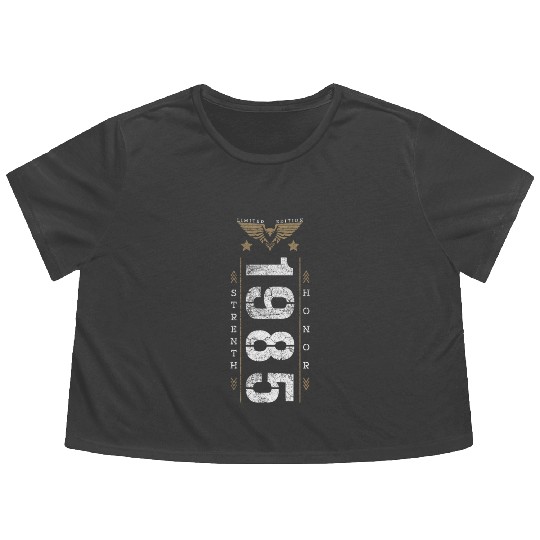 Limited Edition 1985 Strength and Honor Birthday Flowy Cropped Tees