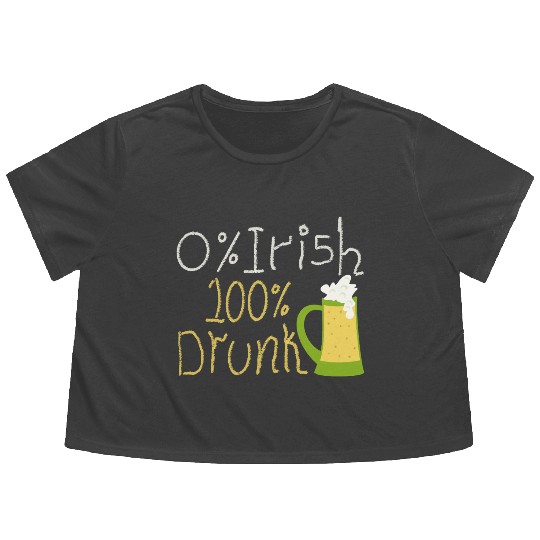 Funny St Patricks Day Flowy Cropped Tees - irish humor
