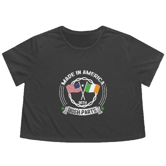Made In America With Irish Parts USA US Flowy Cropped Tees