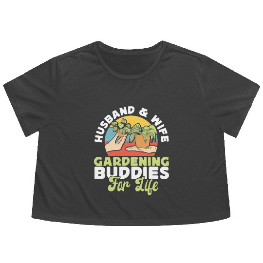 Plant Lover Gardening Husband Wife Flowy Cropped Tees