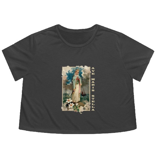 Ave Maris Stella Lady Blessed Mother Mary Flowy Cropped Tees