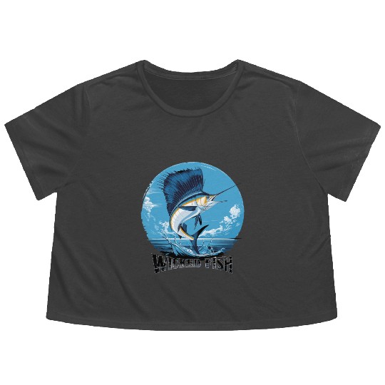 Wicked Fish Sailfish Adventure Ocean Breeze Flowy Cropped Tees