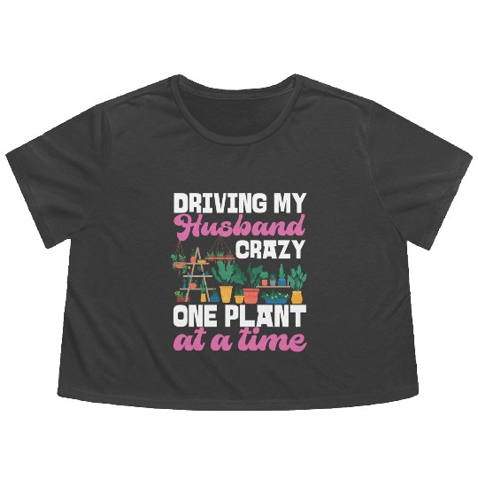 Plant Lover Gardening Husband Wife Flowy Cropped Tees