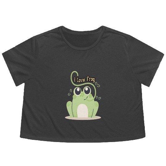 i love frog Flowy Cropped Tees