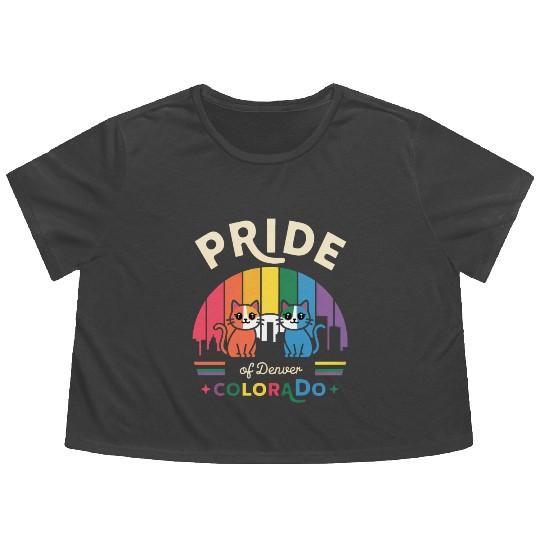 Pride of Dallas City Texas USA Rainbow Flag Flowy Cropped Tees