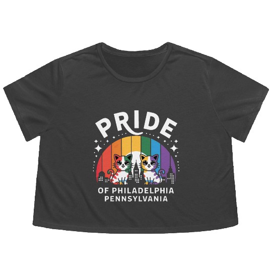 Pride of Philadelphia City Pennsylvania USA Rainbo Flowy Cropped Tees