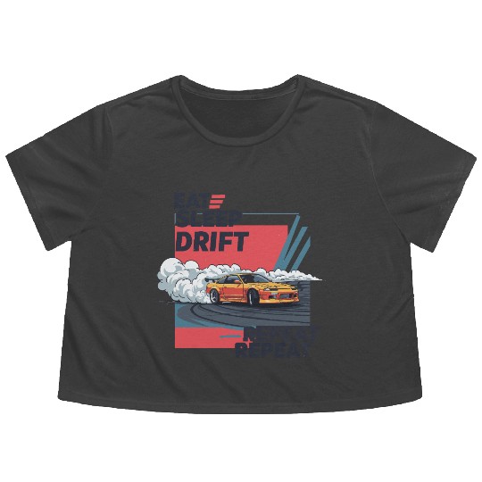 Eat Sleep Drift Repeat Flowy Cropped Tees – Neon JDM Car Raci