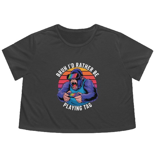 Retro Gamer Ape Flowy Cropped Tees