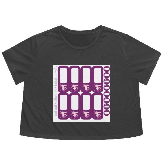 DIY School Sticker - Fantasy Unicorn Purple - 16 Flowy Cropped Tees