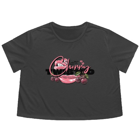 TWISTED CHERRY - Lips Logo (light pink/black) Flowy Cropped Tees
