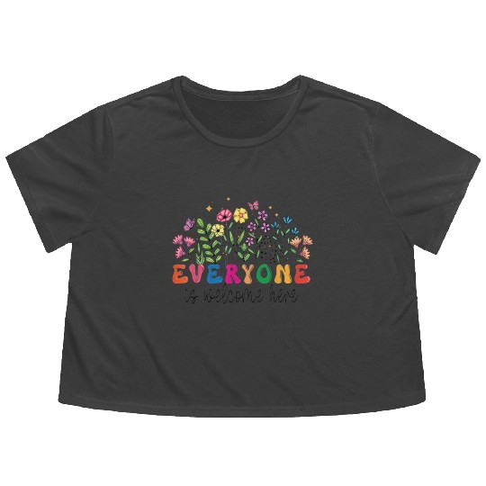 Everyone Is Welcome Here Idaho Teacher Flowy Cropped Tees