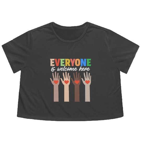 Everyone Is Welcome Here Idaho Teacher Flowy Cropped Tees