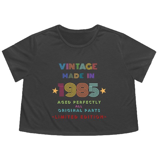 Vintage Made In 1985 Flowy Cropped Tees