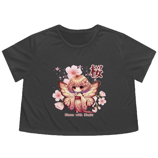 Bloom with Magic - Kawaii Sakura Fairy Flowy Cropped Tees