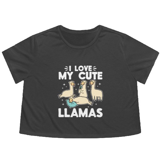 Alpaca Lover Llama Lover - I love my cute Llamas Flowy Cropped Tees