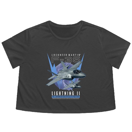 F-35 LightningIi 5Th Gen Stealth Fighter Flowy Cropped Tees