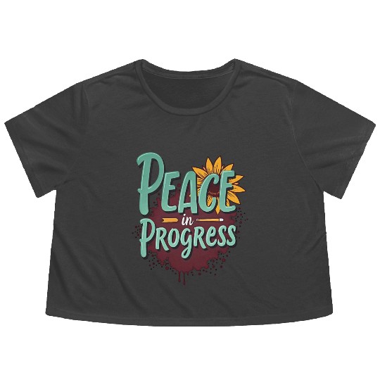 Inspirational Sunflower and Peace Message Flowy Cropped Tees