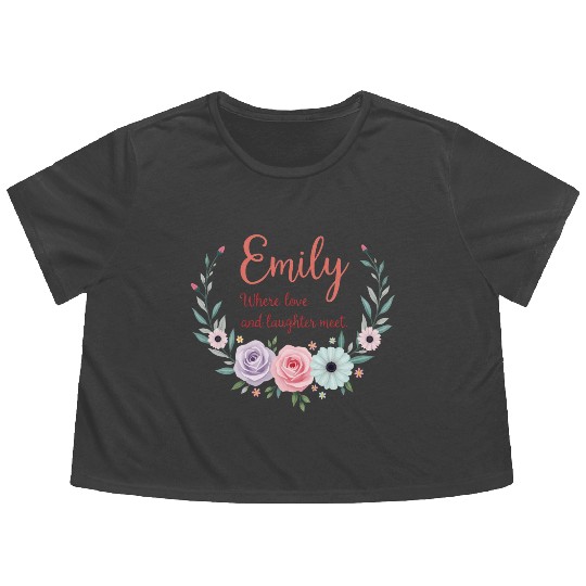 Emily, where love and laughter meet Flowy Cropped Tees
