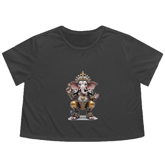 Ganesha, Hindu God Flowy Cropped Tees