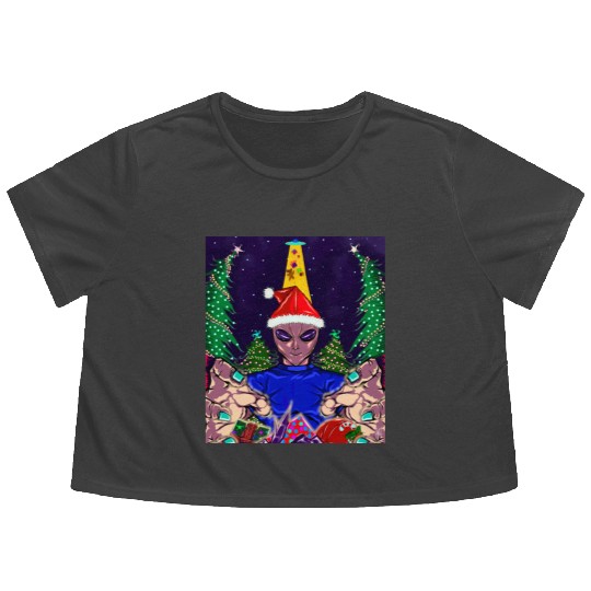 Alien Christmas Gifts Collection Time! Flowy Cropped Tees