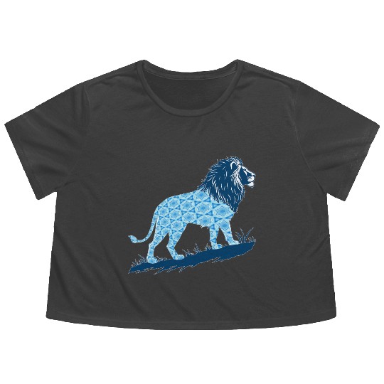 Star of David Pattern 2 Lion of Judah Flowy Cropped Tees