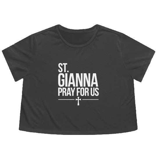 St. Gianna Pray for Us Catholic Patron Saint Flowy Cropped Tees