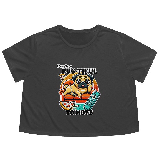Pug Relaxing Couch Design Flowy Cropped Tees