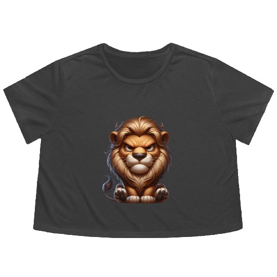 Cute Angry Lion Flowy Cropped Tees